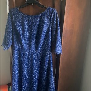 Cocktails or Wedding navy tea length dress worn once.